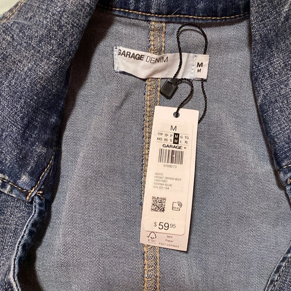 Garage Denim Blue Zipper Vest Size Medium - Picture 3 of 7